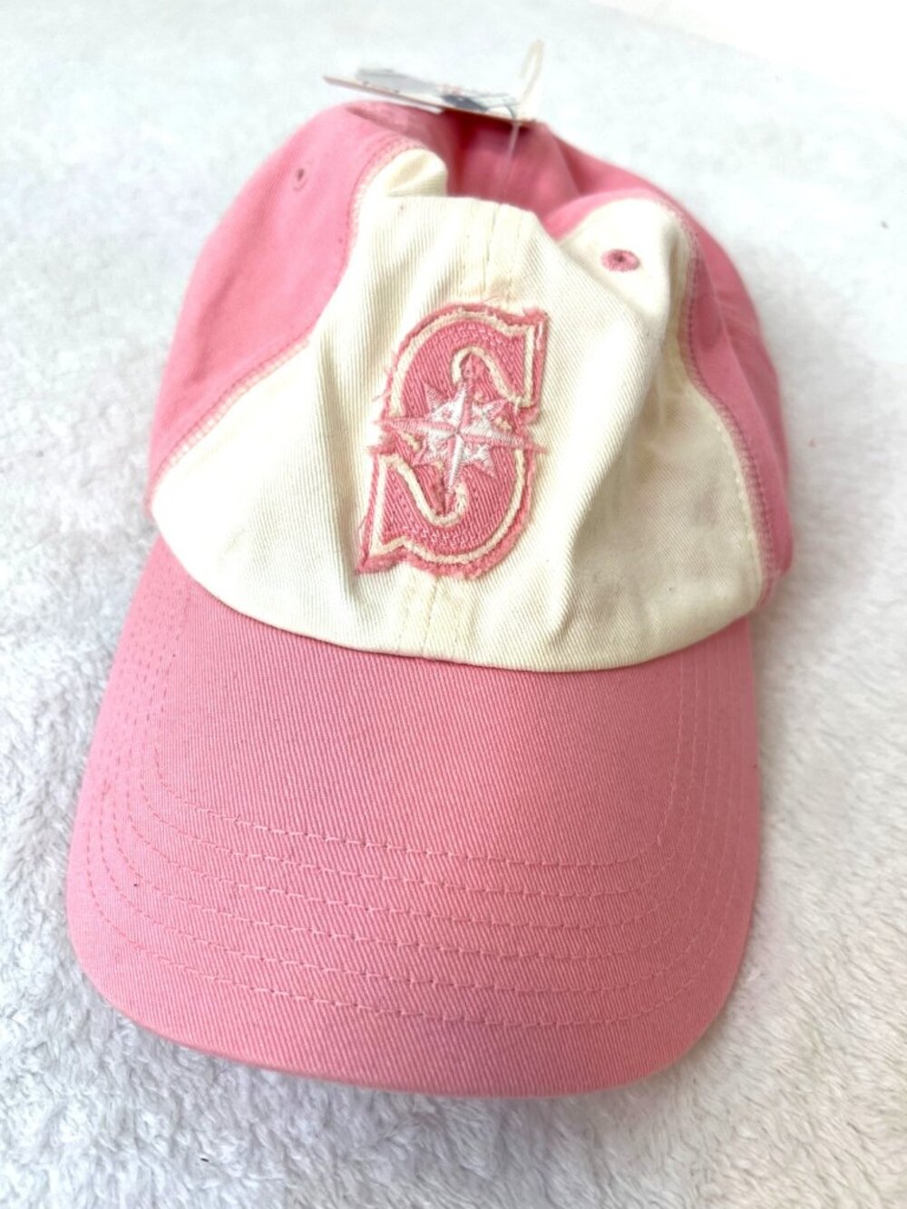 SEATTLE MARINERS pale Pink/White MLB BASEBALL HAT Lady Fan Strap Women's NEW